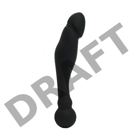 Черный изогнутый двусторонний фаллоимитатор - 18 см.