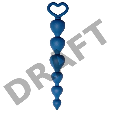 Анальная цепочка Heart Ray диаметр до 2,5 см, длина 17,5 см , цвет кобальт