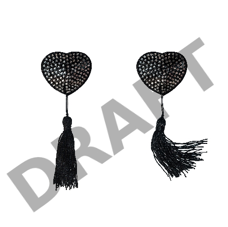 Черные пэстисы-сердечки Evans с кисточками и стразами