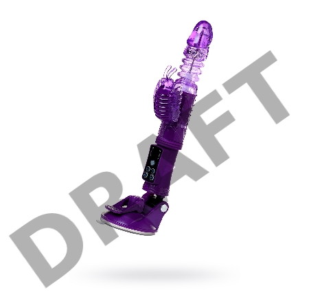 Вибратор Штучки-дрючки с клиторальным стимулятором, TPR, фиолетовый, 23 см