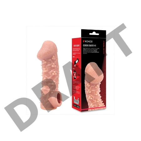  Насадка KOKOS реалистичная с дополнительной стимуляцией, TPE, телесная, 15.6 см