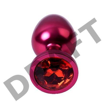 Анальная втулка Metal by TOYFA, металл, красная, с красным кристаллом, Ø3,4 см, 85 г.