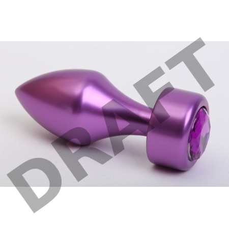 Фиолетовая анальная пробка с широким основанием и фиолетовым кристаллом - 7,8 см.