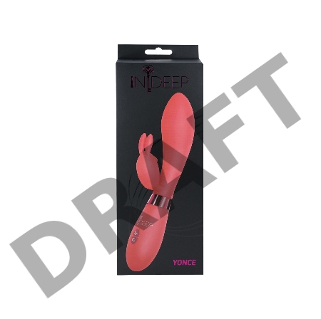 Красный вибратор Yonce с клиторальным зайчиком - 20,5 см.