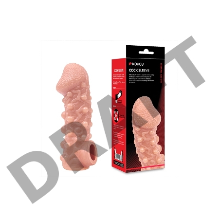  Насадка KOKOS реалистичная с дополнительной стимуляцией, TPE, телесная, 15.6 см