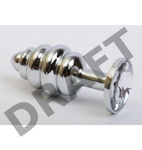 Фигурная анальная пробка с прозрачным стразом - 7,3 см.