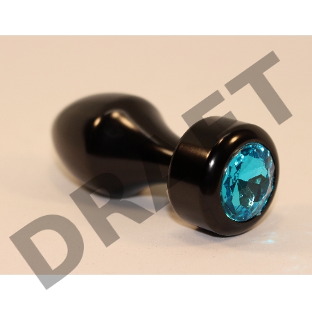 Чёрная анальная пробка с голубым кристаллом - 7,8 см.