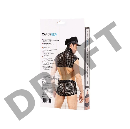 Костюм полицейского Candy Boy Rico (топ, боксеры, головной убор, наручники), черный, OS