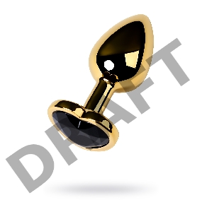 Анальная втулка Metal by TOYFA, металл, золотая, с чёрным кристаллом, 7 см, Ø 2,7 см, 50 г