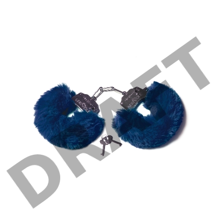 Шикарные темно-синие меховые наручники с ключиками