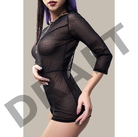 Эротический комбинезон Waname Preciosity с рукавами 3/4 черный (54-56)