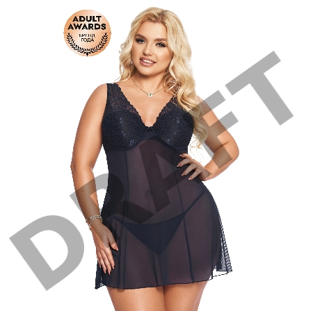 Комбинация и стринги SoftLine Collection Berta, синий, XL