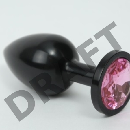 Чёрная анальная пробка с розовым стразом - 8,2 см.