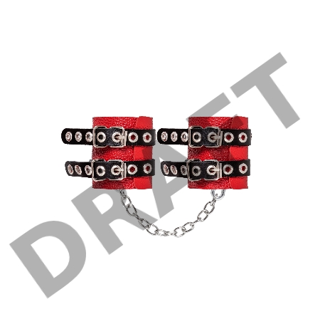 Наручники Pecado BDSM, мягкие, с двумя ремешками с люверсами, натуральная кожа, красно-чёрные