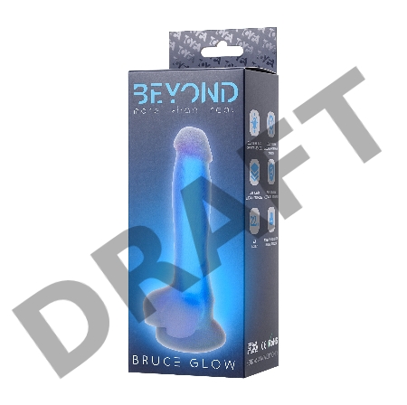 Фаллоимитатор, светящийся в темноте, Beyond by Toyfa, Bruce Glow, силикон, прозрачный, 22 см