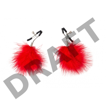 Зажимы на соски с красным пухом Euphoric