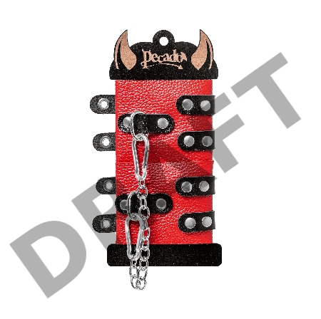 Наручники Pecado BDSM, мягкие, с двумя ремешками с люверсами, натуральная кожа, красно-чёрные