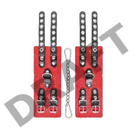 Наручники Pecado BDSM, мягкие, с двумя ремешками с люверсами, натуральная кожа, красно-чёрные