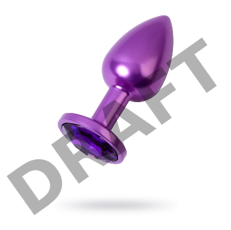 Анальная втулка, Metal by TOYFA, фиолетовая, с фиолетовым кристаллом, 7,2 см, Ø2,8 см, 50 г