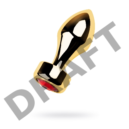 Анальная втулка Metal by TOYFA, металл, золотая, с красным кристаллом, 7,5 см, Ø 2,9 см, 75 г