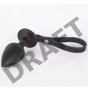 Черная анальная пробка с ремешком - 7 см.