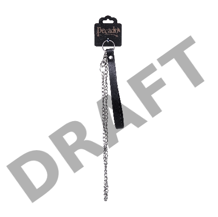 Поводок с карабином для ошеиника Pecado BDSM, натуральная кожа, черный