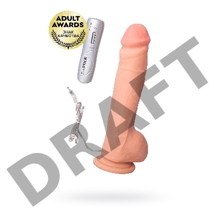 Реалистичный вибратор TOYFA RealStick Elite Vibro, TPR, телесный, 7 режимов вибрации, 24 см