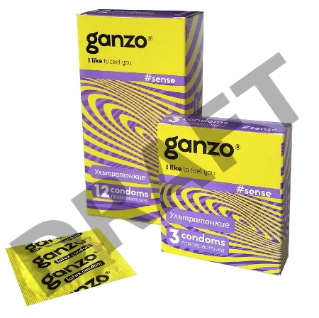 Презервативы Ganzo Sense, тонкие, латекс, 18 см, 12 шт