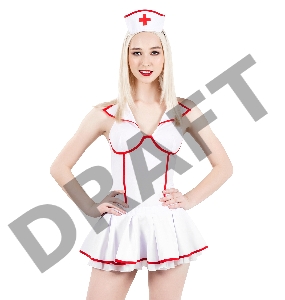 Верхняя часть костюма «Медсестра», Pecado BDSM, корсет, головной убор, бело-красный, 44