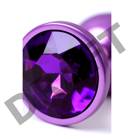 Анальная втулка, Metal by TOYFA, фиолетовая, с фиолетовым кристаллом, 7,2 см, Ø2,8 см, 50 г