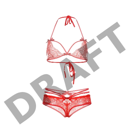 Комплект Candy Girl (бюстгальтер, трусики, металлические ушки), красный, OS