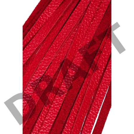 Плеть Pecado BDSM, чёрная рукоять, красные хлысты, натуральная кожа