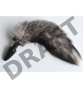 Пробка с длинным хвостом Серебристая Лиса - 11 см.