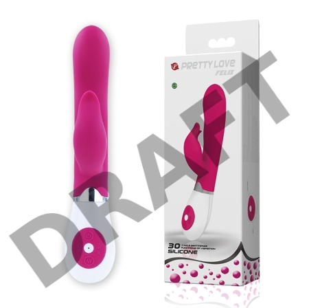 Розовый вибратор Felix с клиторальным стимулятором - 21 см.