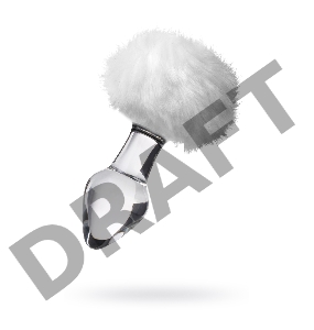 Анальная втулка Sexus Glass, с белым хвостиком, стекло, прозрачная, 14 см, Ø 4 см