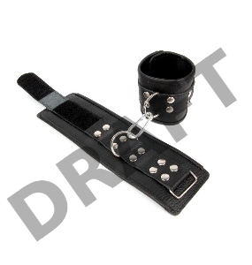 Черные кожаные наручники с заклепками с фиксацией липучками