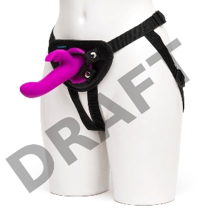 Лиловый страпон Rechargeable Vibrating Strap-On Harness Set - 17,6 см.