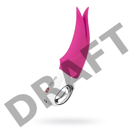 Малиновый вибратор Volta с раздвоенным кончиком - 18,9 см.