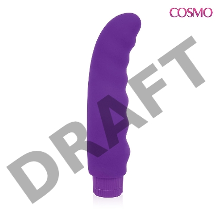 Фиолетовый изогнутый ребристый вибромассажер - 15 см.