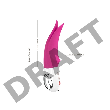 Малиновый вибратор Volta с раздвоенным кончиком - 18,9 см.