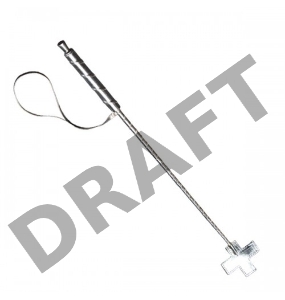 Серебристый стек с наконечником-крестом из искусственной кожи - 70 см.