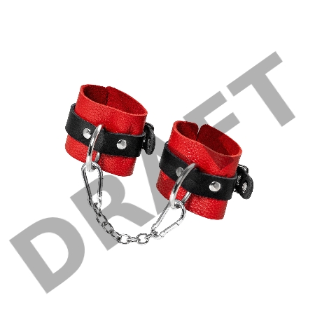 Наручники Pecado BDSM, мягкие с одним ремешком с люверсами, натуральная кожа, красно-чёрные