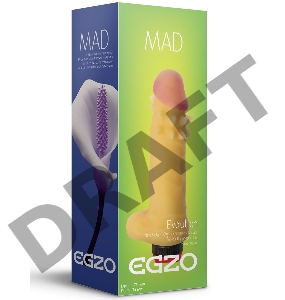 Телесный вибратор Mad Spike с мошонкой и усиками вокруг головки - 17,5 см.