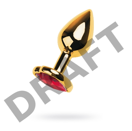 Анальная втулка Metal by TOYFA, металл, золотая, с красным кристаллом, 7 см, Ø 2,7 см, 50 г