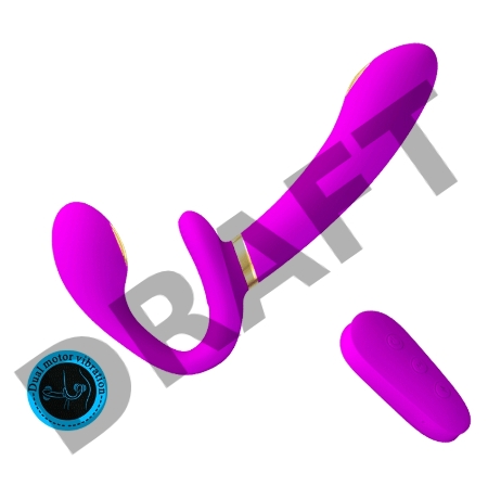 Лиловый безремневой страпон с функцией электростимуляции Thunderbird