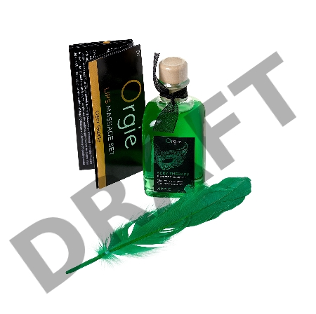 Комплект для сладких игр Orgie Lips (массажное масло для поцелуев, перо), яблоко, 100 мл