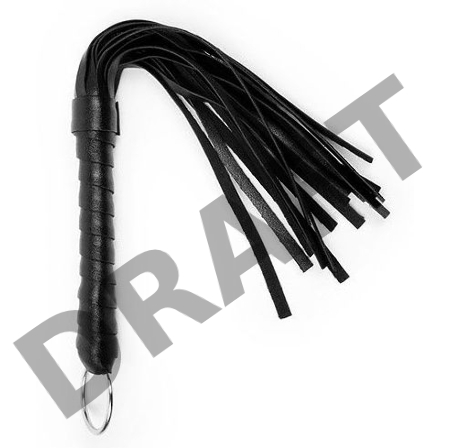 Черная плеть с рукоятью в оплетке - 28 см.