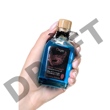 Комплект для сладких игр Orgie Lips (массажное масло для поцелуев, перо), сахарная вата, 100 мл