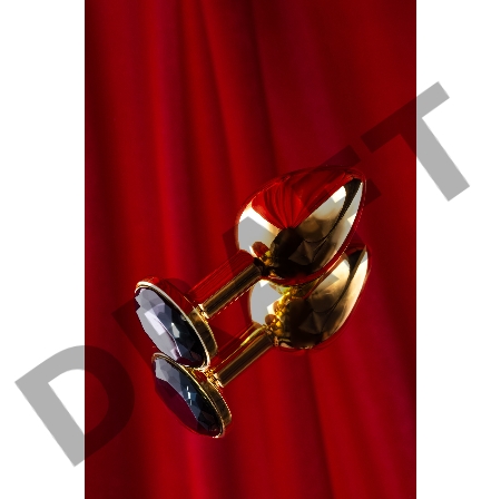 Анальная втулка Metal by TOYFA, металл, золотая, с черным кристаллом, 7,5 см, Ø 3 см, 145 г