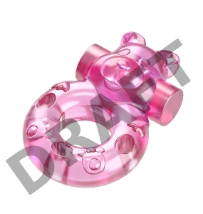Розовое эрекционное виброкольцо на пенис Pink Bear
